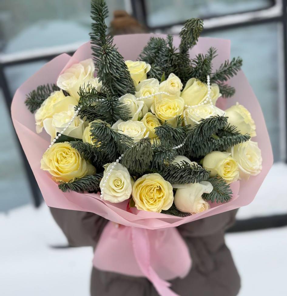 Букет "Морозные розы L"