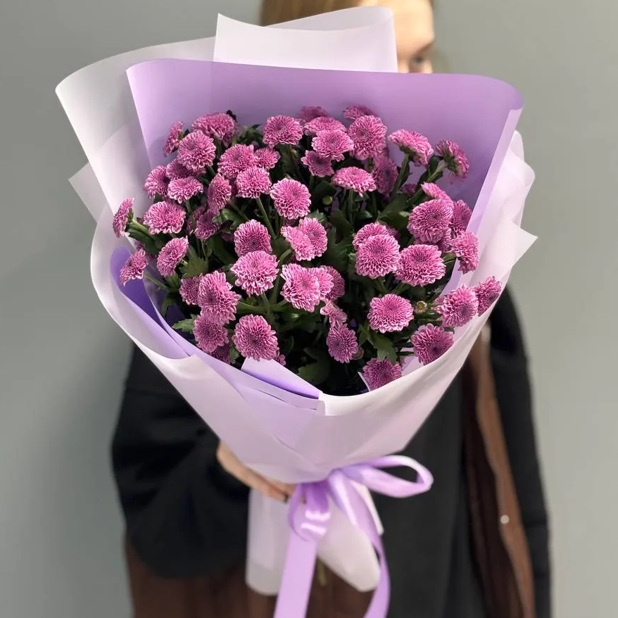 Букет из 7 лавандовых хризантем сантини