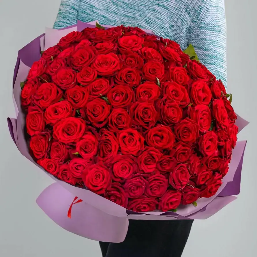 101 красная роза 40 см (Россия)