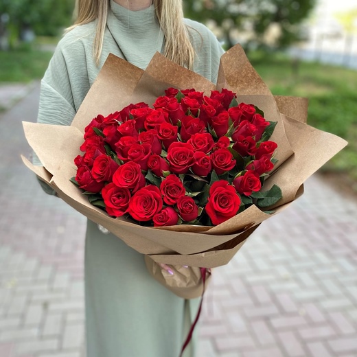 Букет из 51 красной розы 40 см