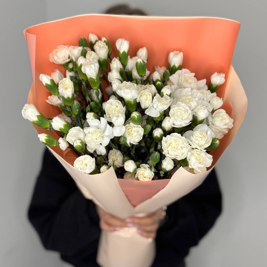 Букет из 25 белых кустовых диантусов